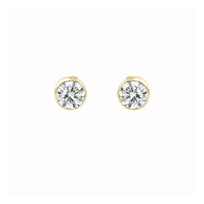 14k Gold Bezel-Set Round Diamond Stud Earrings
