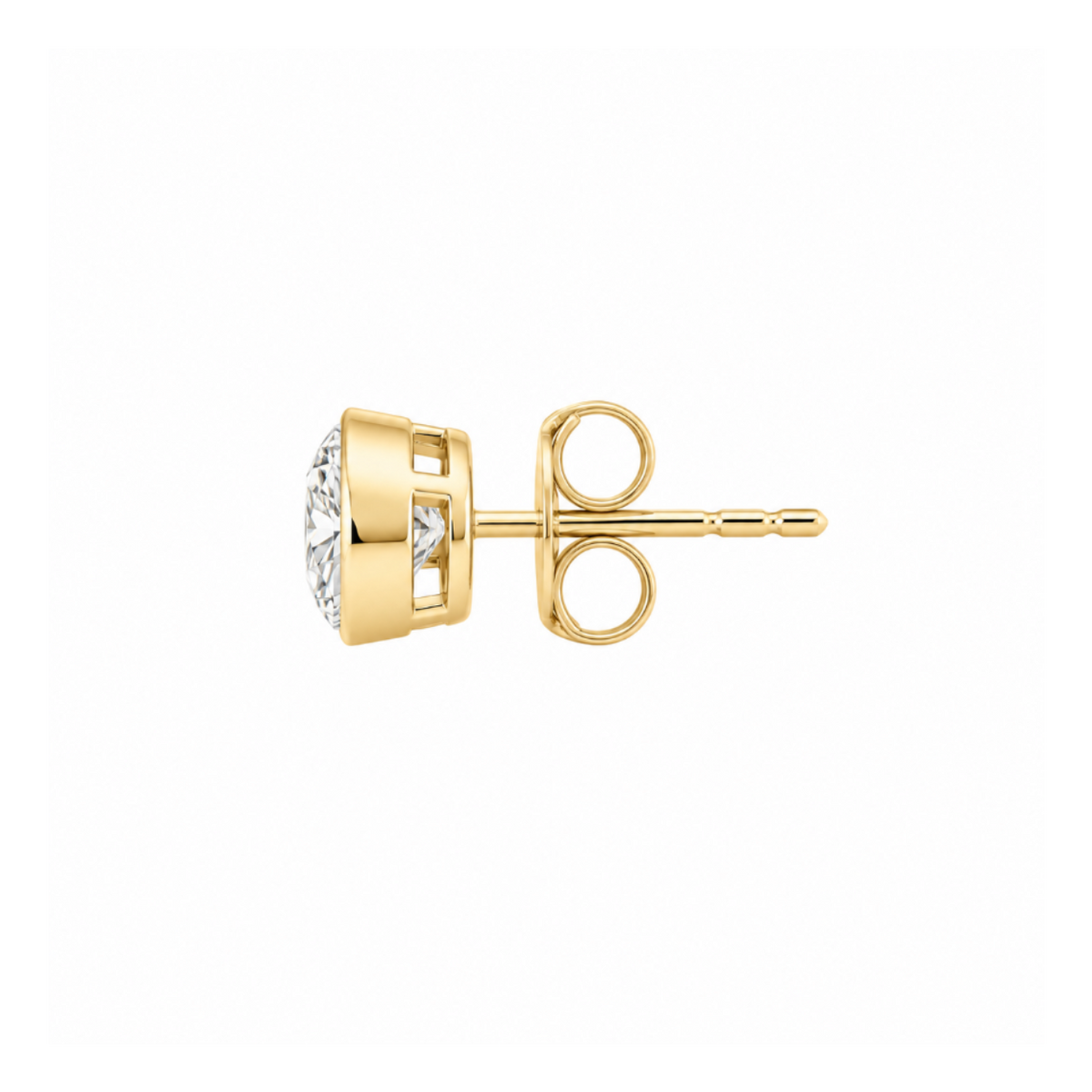 14k Gold Bezel-Set Round Diamond Stud Earrings
