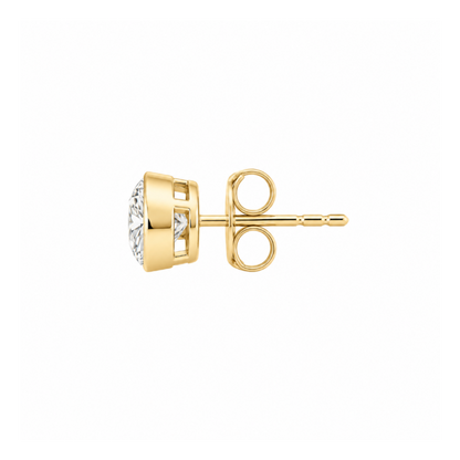 14k Gold Bezel-Set Round Diamond Stud Earrings