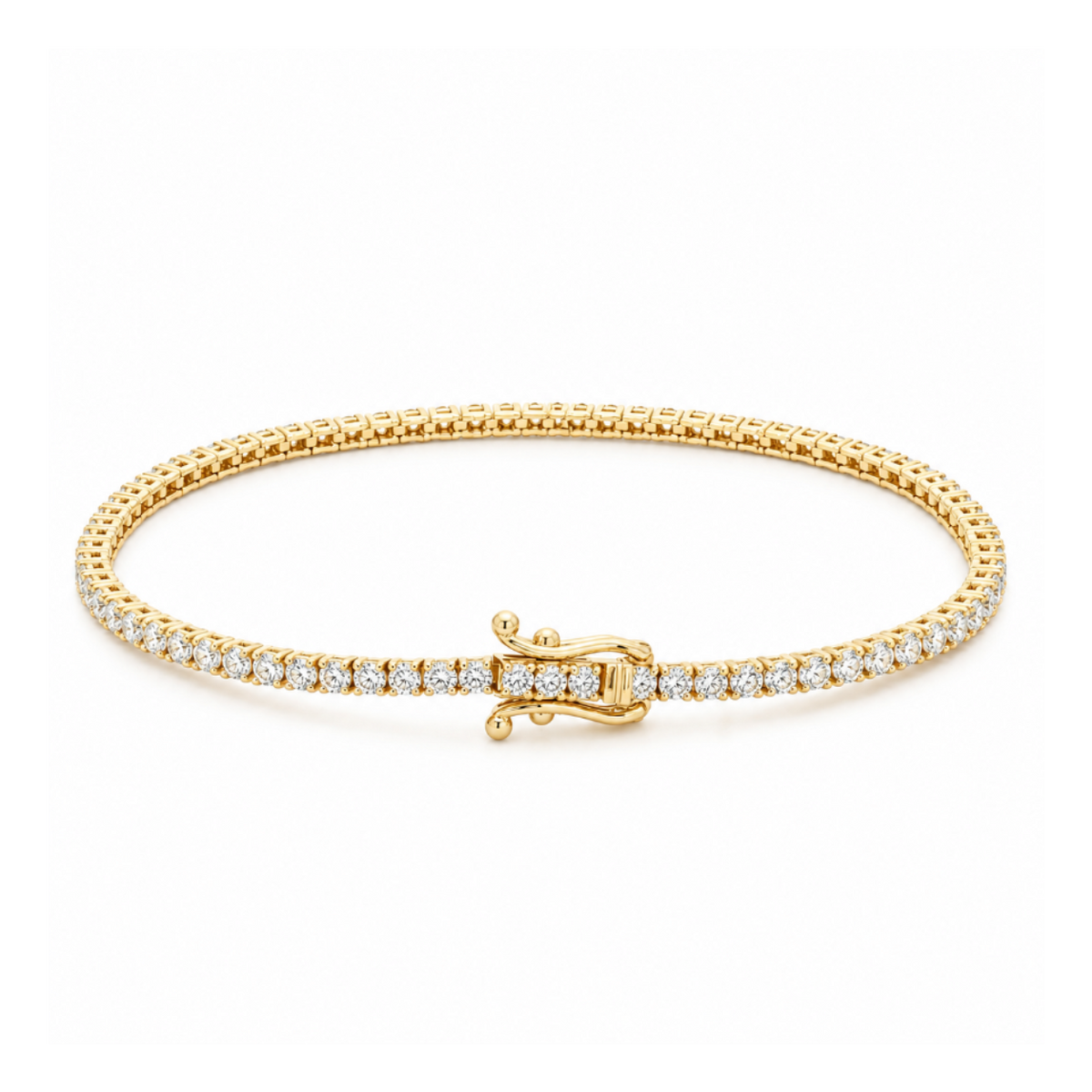 14k Yellow Gold Natural Diamond Tennis Bracelet | 2.00ctw