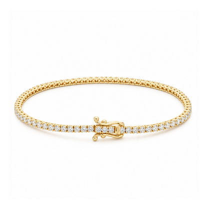 14k Yellow Gold Natural Diamond Tennis Bracelet | 2.00ctw