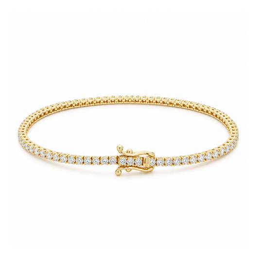 14k Yellow Gold Natural Diamond Tennis Bracelet | 2.00ctw