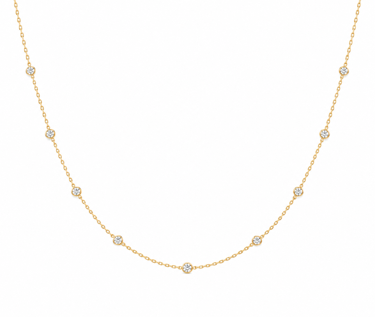 14k Yellow Gold Lab Grown Diamond Station Necklace | 0.50tcw | 18"