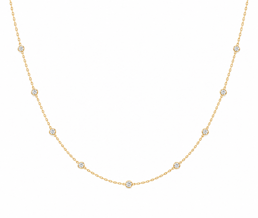 14k Yellow Gold Lab Grown Diamond Station Necklace | 0.50tcw | 18"