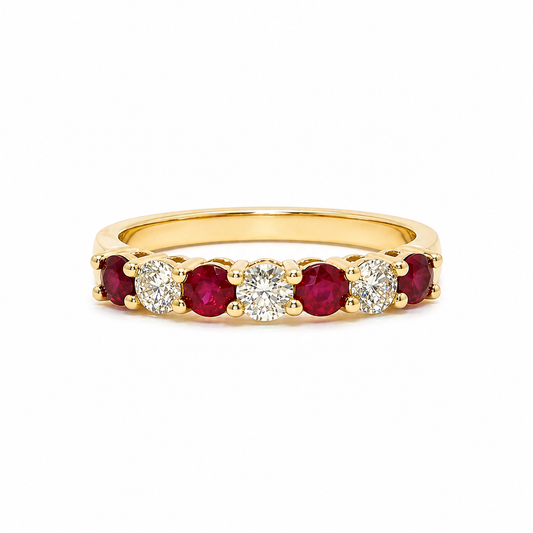 14k Gold Natural Diamond (0.84 tcw) and Ruby (0.52 tcw) Ring