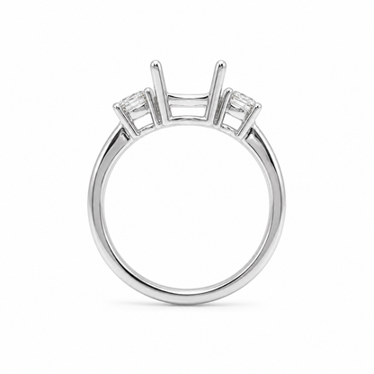 14k Gold Round Three-Stone Lab-Grown Diamond Engagement Ring Setting | 0.75 TCW Round Side Stones | Fits Approx. 1.25–1.50ct Center