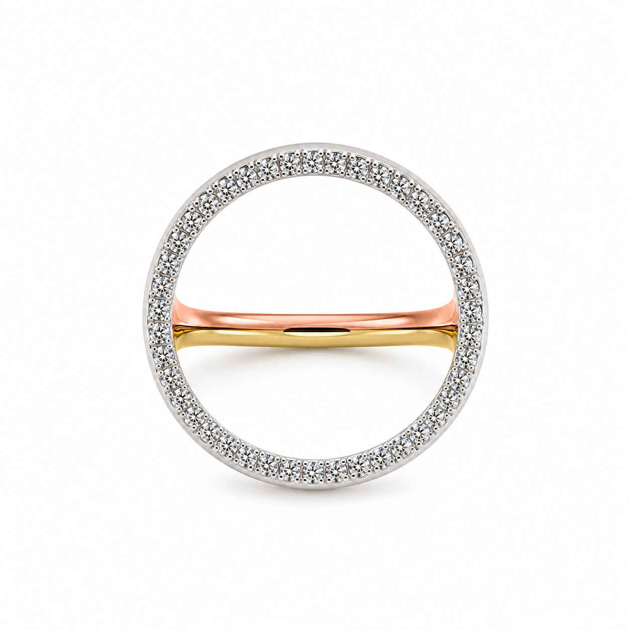 14k Tricolor Gold Three-Way Ring with Pavé Lab-Grown Diamonds | 0.50 TCW | Yellow, White & Rose Gold
