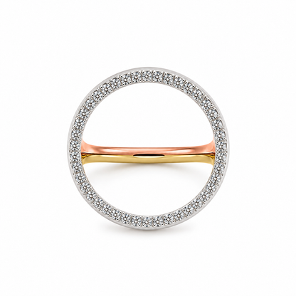 14k Tricolor Gold Three-Way Ring with Pavé Lab-Grown Diamonds | 0.50 TCW | Yellow, White & Rose Gold