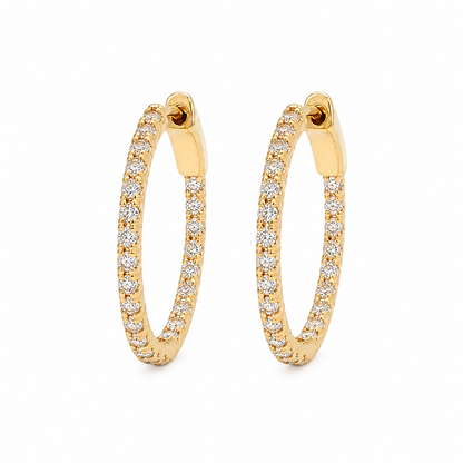 Inside-Out Natural Diamond Hoops| 1.01 tcw | 14k Yellow Gold
