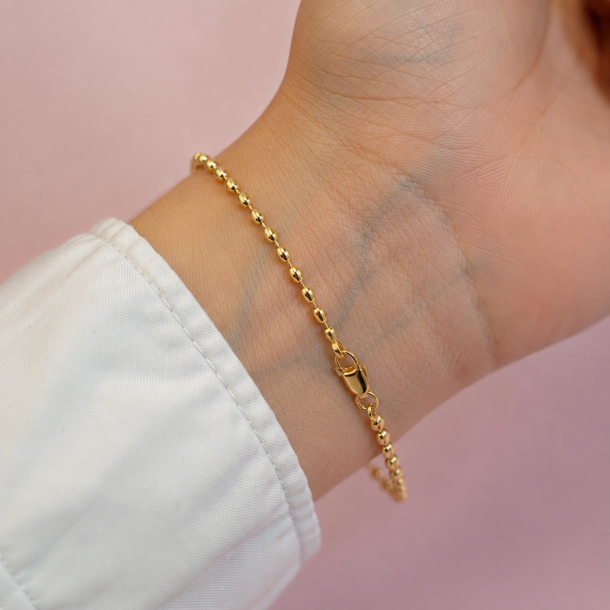 14k Yellow Gold Rice Bead Bracelet (150g) - 8"