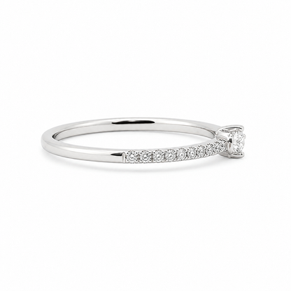 18k White Gold with Natural Diamond Ring with East/West Pear (0.25 tcw)