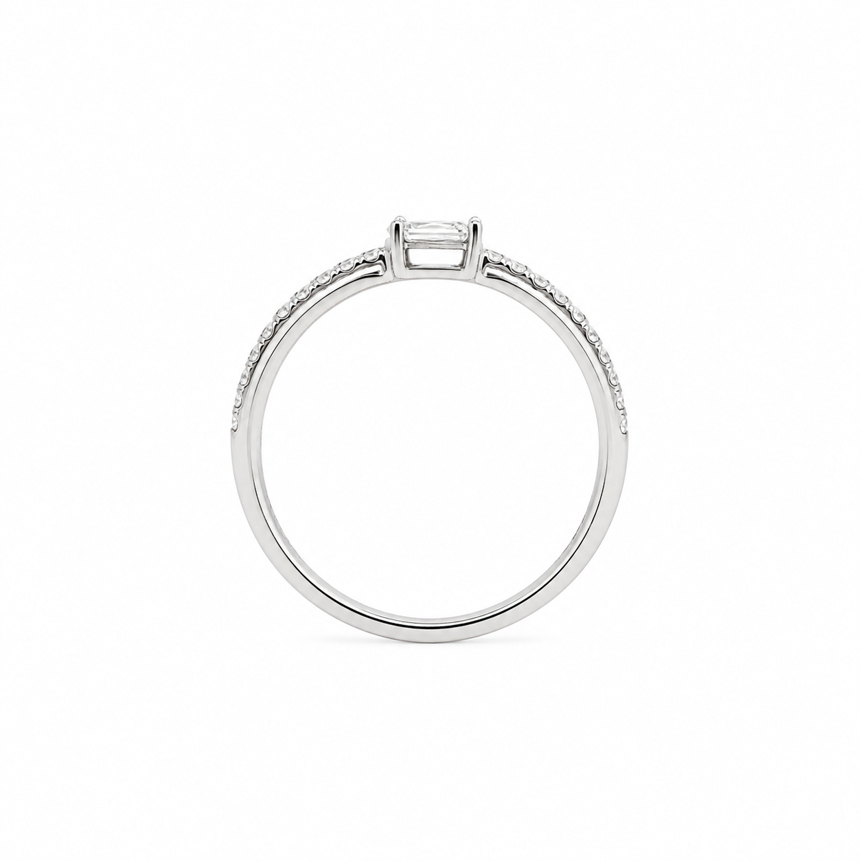 18k White Gold with Natural Diamond Ring with East/West Pear (0.25 tcw)