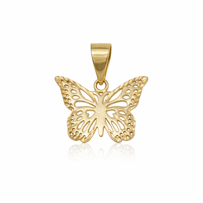 14k Gold Butterfly Pendant | Intricate Laser-Cut Design 2cm x 2cm