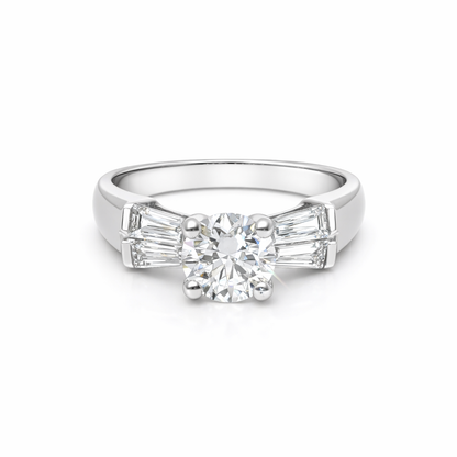 1 Carat Round Brilliant Art Deco Engagement Ring in 14k White Gold
