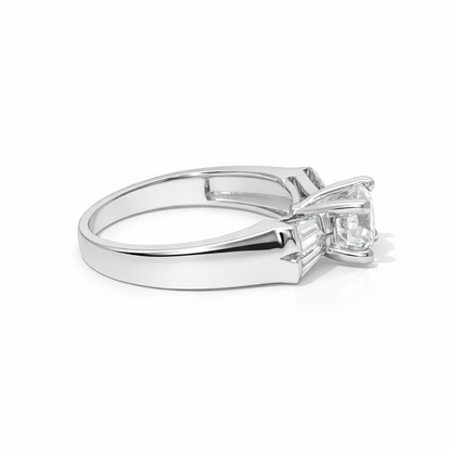 1 Carat Round Brilliant Art Deco Engagement Ring in 14k White Gold