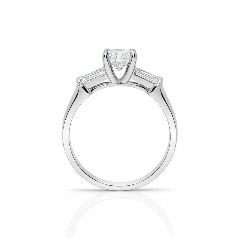 1 Carat Round Brilliant Art Deco Engagement Ring in 14k White Gold