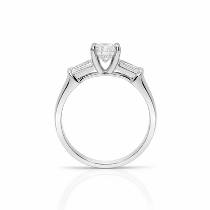 1 Carat Round Brilliant Art Deco Engagement Ring in 14k White Gold