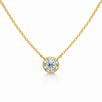 14k Gold 1/2 ct Lab Diamond Bezel Set Necklace - 18"
