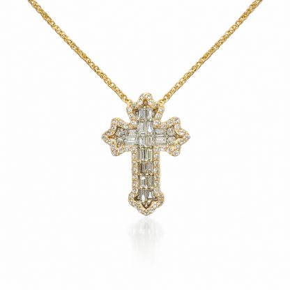 14k Gold Natural Diamond Cross Necklace | 0.47 tcw