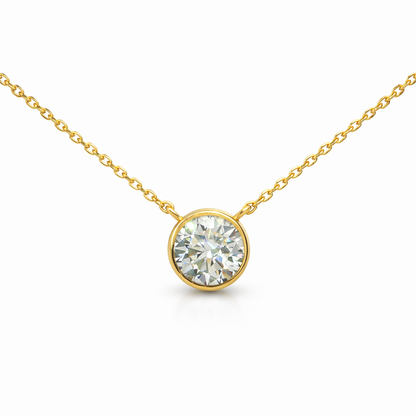 14k Gold 1ct Lab Diamond Bezel Set Necklace - 18"