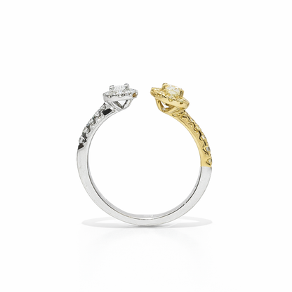 18k Natural Diamond Two Tone Oval Halo "Balance Ring"  (0.80tcw)