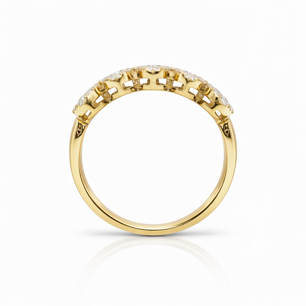 18k Gold Five-Stone Round Diamond Oval Shaped Cluster Ring | 1.00 tcw