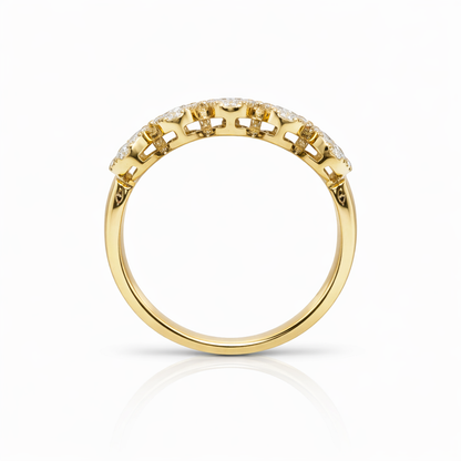 18k Gold Five-Stone Round Diamond Oval Shaped Cluster Ring | 1.00 tcw