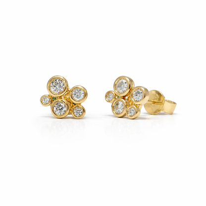 18k Gold and Natural Diamond "Bubbly" Stud Earrings (0.43tcw)