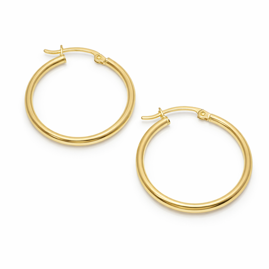 14k Gold Hoop Earrings with 22mm Inside Diameter
