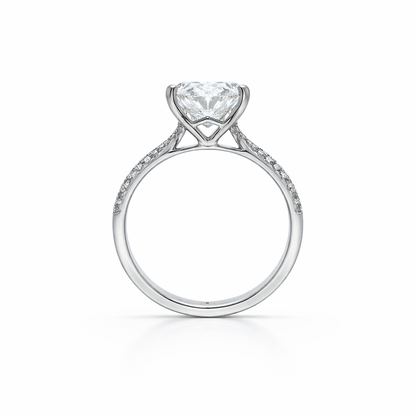 14k White Gold 4.03 Carat Oval Lab Grown Diamond Pavé Engagement Ring | E/VS2