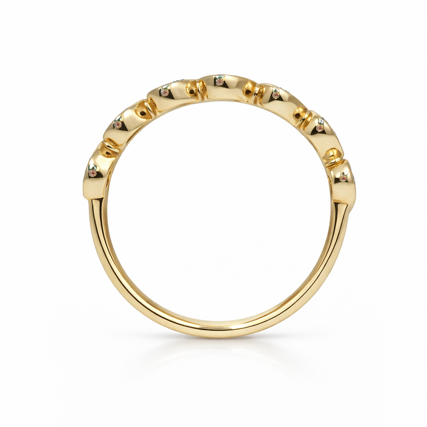 14k Gold Natural Diamond Heart Half Eternity Ring Size 7" (0.35 tcw)
