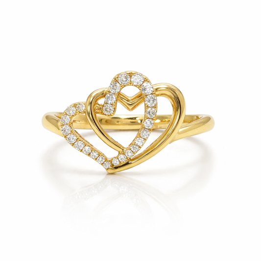 18k Gold with Natural Diamond Locked in Love Ring (0.20 tcw)