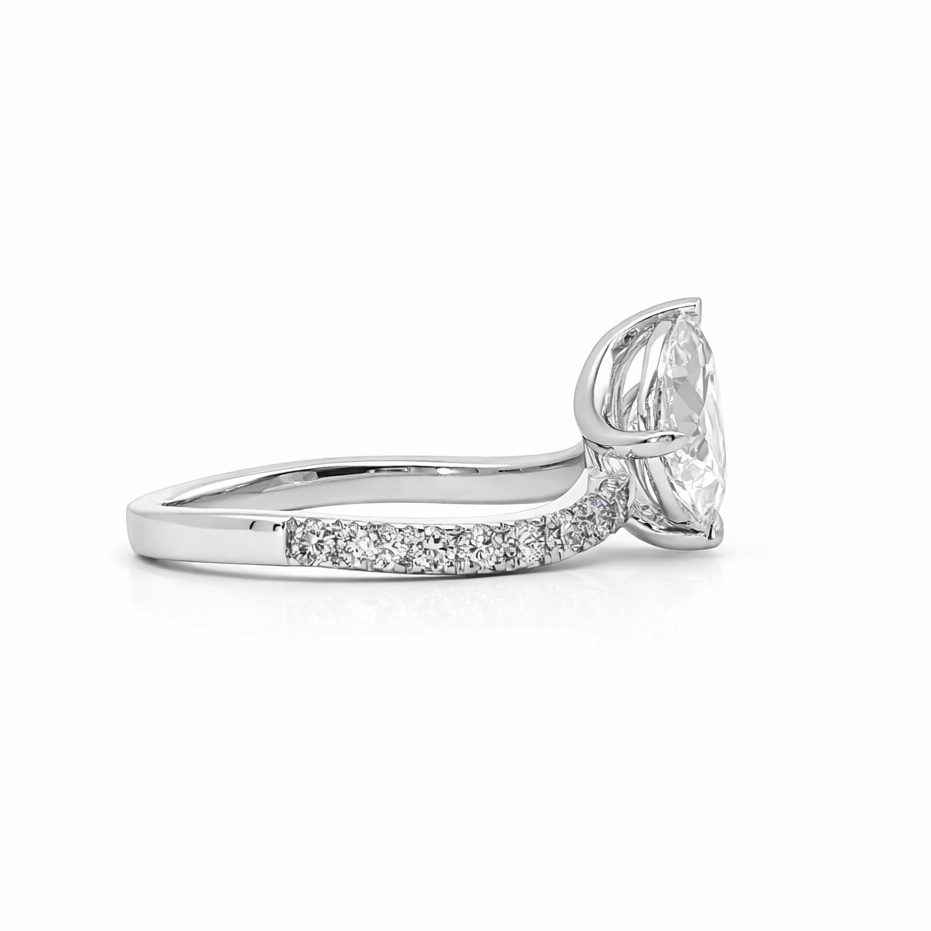 14k White Gold Toi et Moi Ring with White and Aqua Pear Lab Diamonds (2.529 tcw)