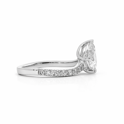 14k White Gold Toi et Moi Ring with White and Aqua Pear Lab Diamonds (2.529 tcw)