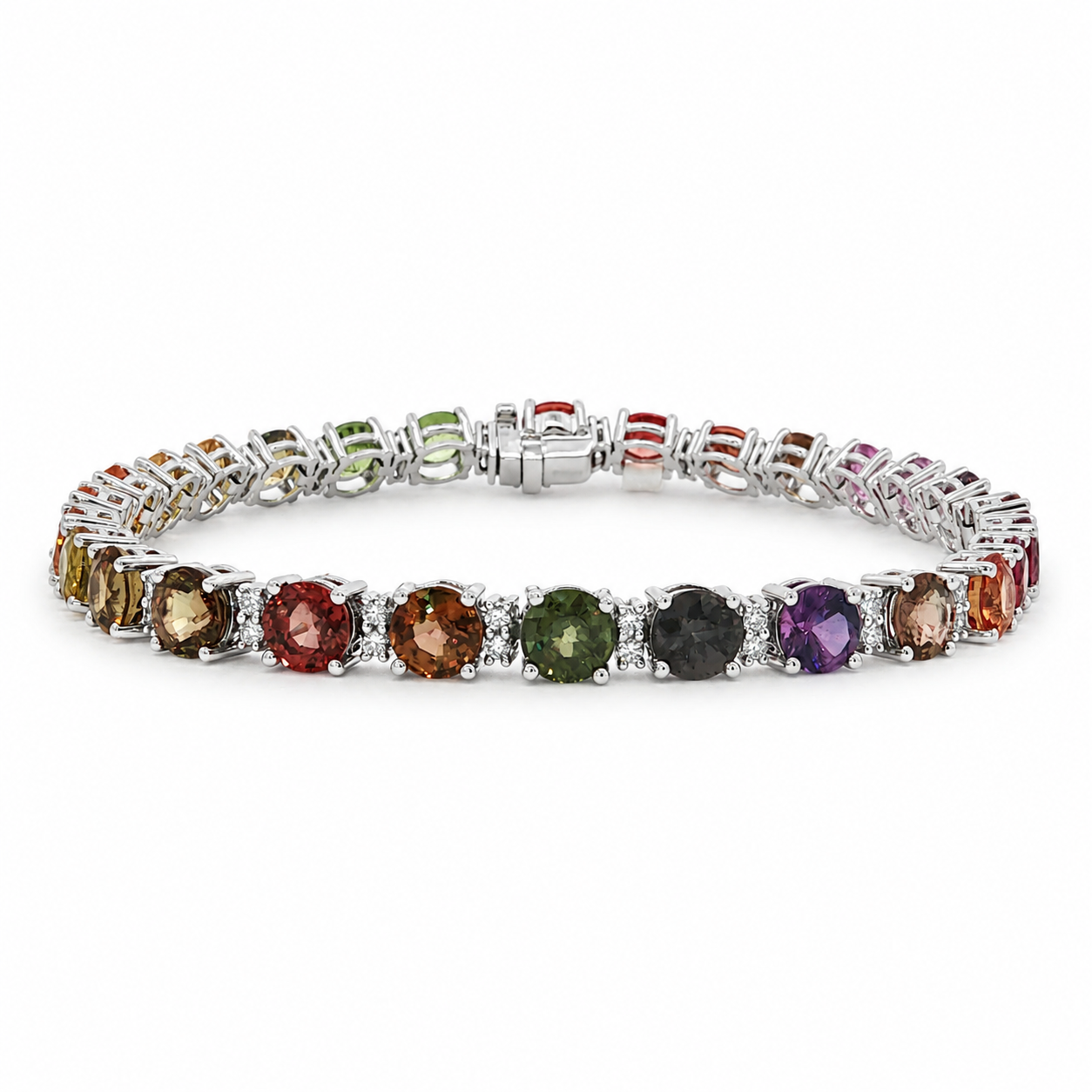 14K White gold Rainbow Tennis Bracelet