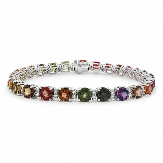 14K White gold Rainbow Tennis Bracelet