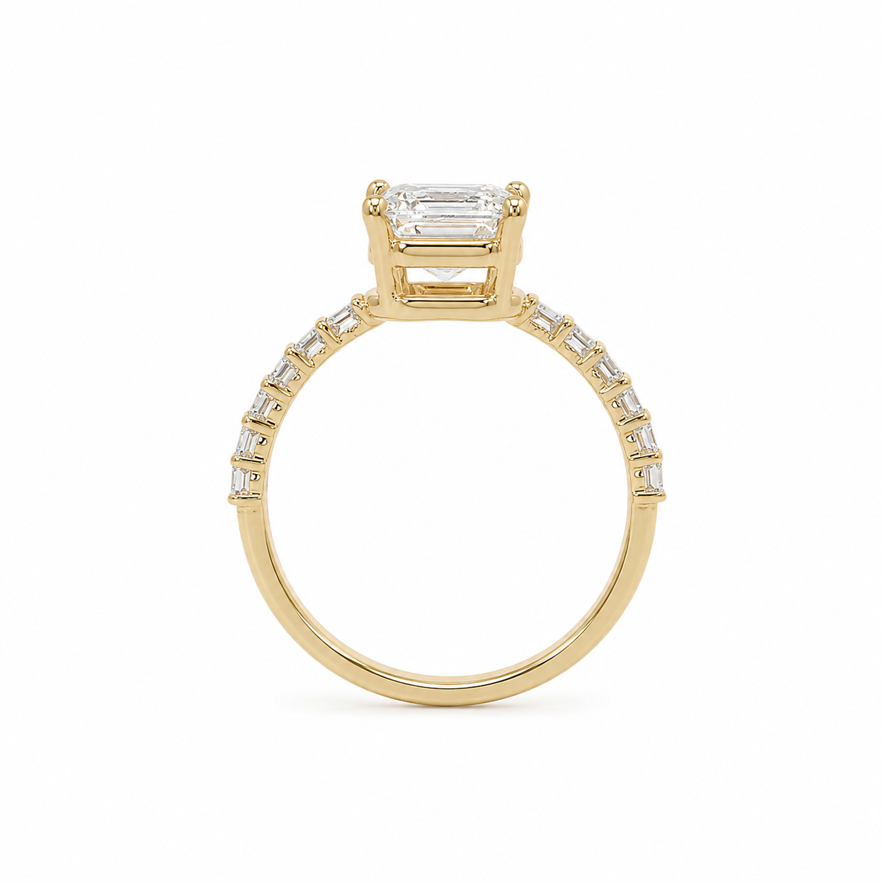14k Gold 2.5ct Criss Cut Lab Diamond Engagement Ring with Pavé Band