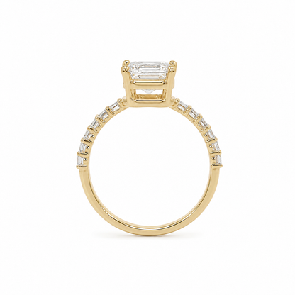 14k Gold 2.5ct Criss Cut Lab Diamond Engagement Ring with Pavé Band