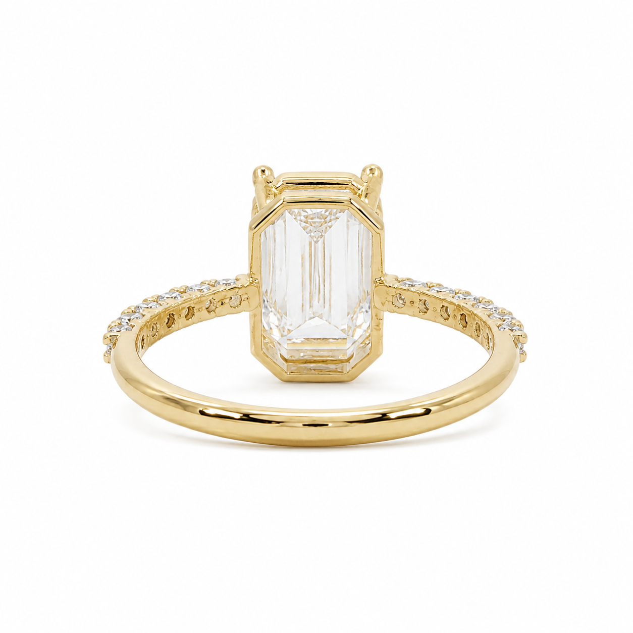 14k Gold 2.5ct Criss Cut Lab Diamond Engagement Ring with Pavé Band