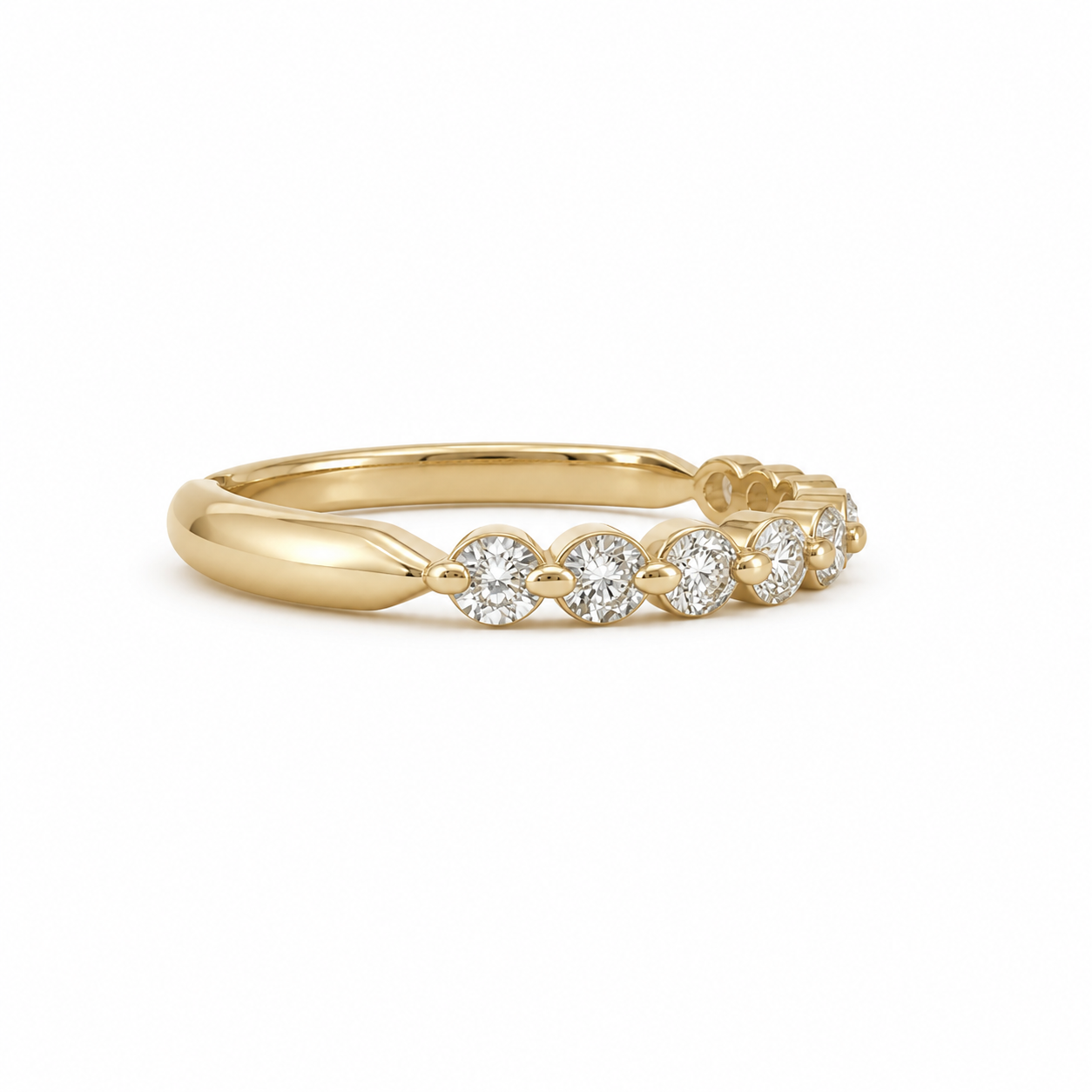 14k Gold 0.86 tcw Lab Grown Diamond Single Shared Prong Half Eternity Band