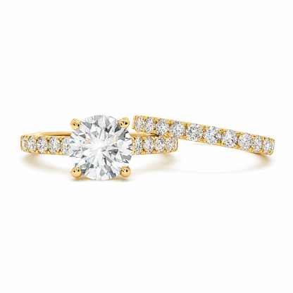 14k Yellow Gold 2.07ct Round Lab Diamond Bridal Set | E Color VS1