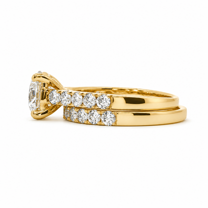 14k Yellow Gold 2.07ct Round Lab Diamond Bridal Set | E Color VS1