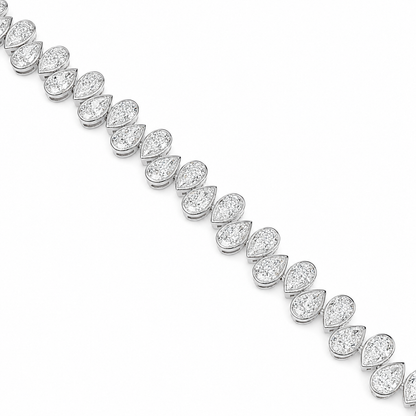14k White Gold Bezel Set Alternating Pear Lab Grown Diamond Tennis Bracelet | 8.82 CTW