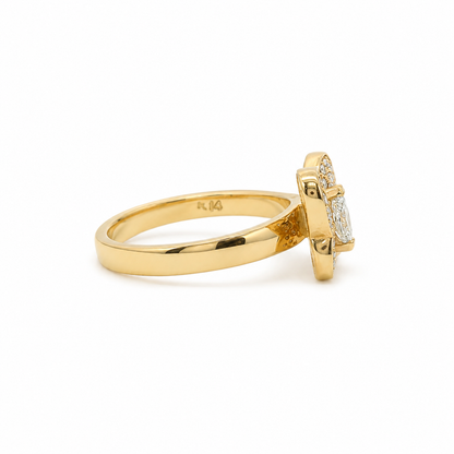 14k Gold Marquise Natural Diamond Butterfly Ring