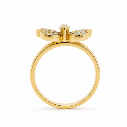 14k Gold Marquise Natural Diamond Butterfly Ring