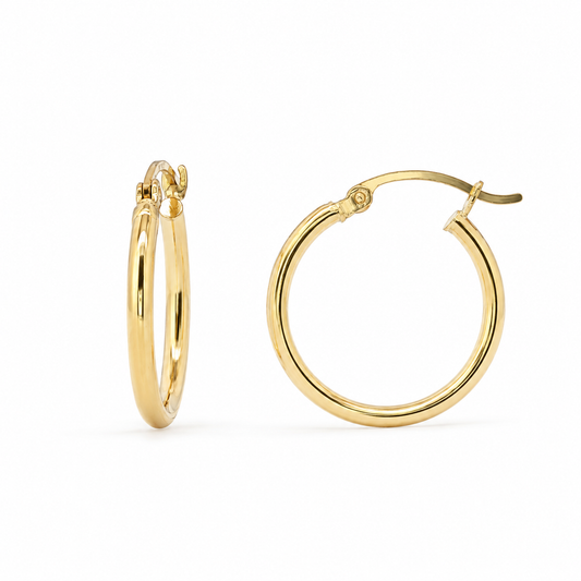 14k Gold High Polish Small Hoop Earrings | 17mm