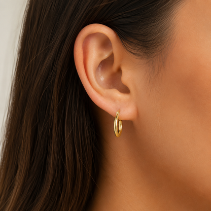 14k Gold Diamond Cut Huggie Hoop Earrings | 11mm