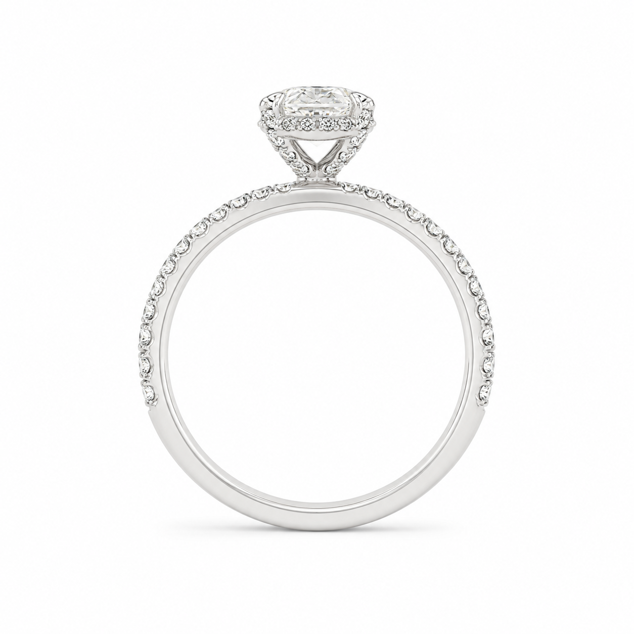 14k White Gold w/ Natural Diamond Accent & 1.18 ct. LGD Oval Center-stone (VS1/E)
