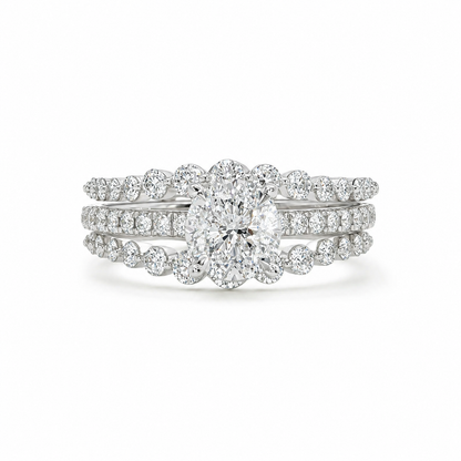 14k White Gold and Natural Diamond Cluster Ring w/ Enhancer (1.018 tcw)