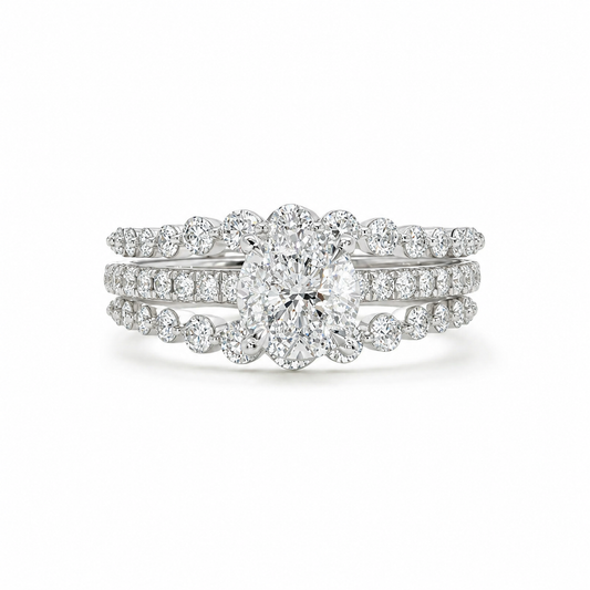 14k White Gold and Natural Diamond Cluster Ring w/ Enhancer (1.018 tcw)